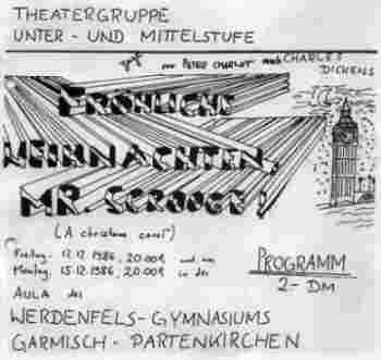 Theaterprogramm zu "Fröhliche Wihnachten, Mr. Scrooge" - 1986